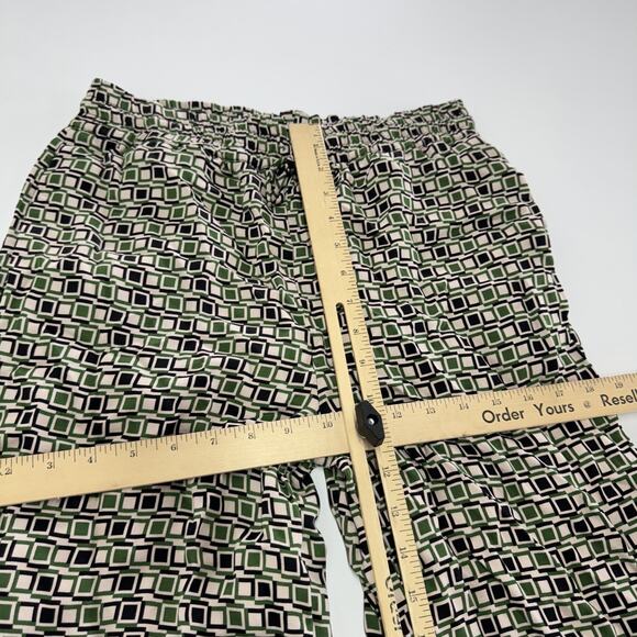 Zara Pants Womens Medium Green Black White Geometric Print Pull On Viscose Flowy - Picture 7 of 8